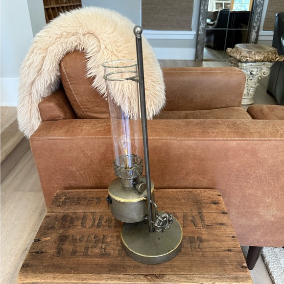 Handmade Artisan Architectural Metal Battery Operated Table Lamp - Picture 5 of 15